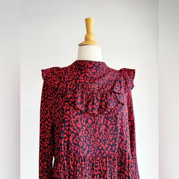 ZARA Babydoll Ruffle Collar Long Sleeve Mini Dress | Size Large - Picture 8 of 10